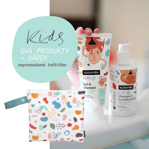 Suavinex Kids Hygienická taštička + Dětský šampon + kondicionér 300ml + Dětský gelový šampon200ml