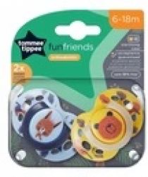 Tommee Tippee Šidítko silikon Fun friends 2ks 6-18m medvěd žlutý