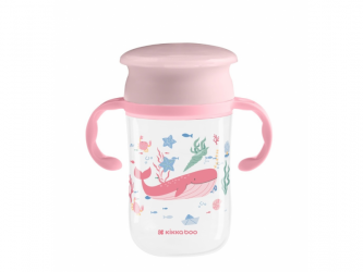 KikkaBoo Hrnek trénovací 360° 300ml 12m+ Deep Sea Pink