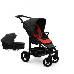 Kočárek TFK Mono4 SET combi pushchair + stroller seat - air chamber wheel unit Antfracite with red highlights