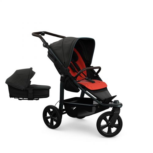 Kočárek TFK Mono3 SET combi pushchair + stroller seat - air chamber wheel unit Antfracite with red highlights