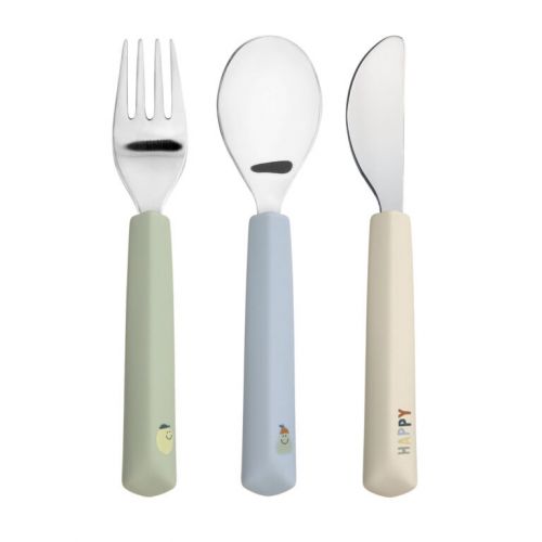 Lässig Dětský příbor Cutlery with Silicone Handle 3pcs Happy Fruits lemon