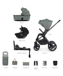 Kočárek Venicci Upline 2 Aloe + autosedačka Venicci Tiago + Isofix báse 360° Tiago