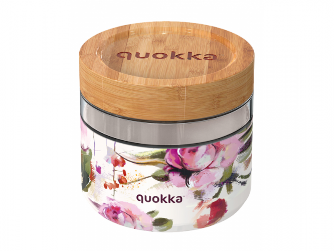 Quokka Skleněná nádoba na jídlo Deli Dark Flowers 820 ml