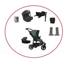 Akční set TFK Mono3 combi pushchair + stroller seat - air chamber wheel unit Olive+ autosedačka + isofix base 360°