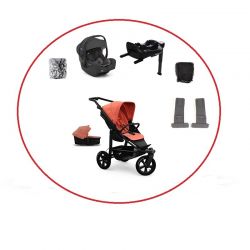 Akční set TFK Mono3 combi pushchair + stroller seat - air wheel unit Salmon+ autosedačka + isofix base 360°