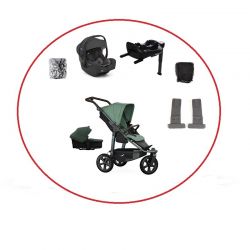 Akční set TFK Mono3 combi pushchair + stroller seat - air wheel unit Olive+ autosedačka + isofix base 360°