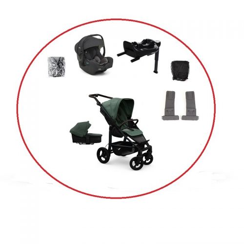 Akční set TFK Mono4 combi pushchair + stroller seat - air chamber wheel unit Olive+ autosedačka + isofix base 360°