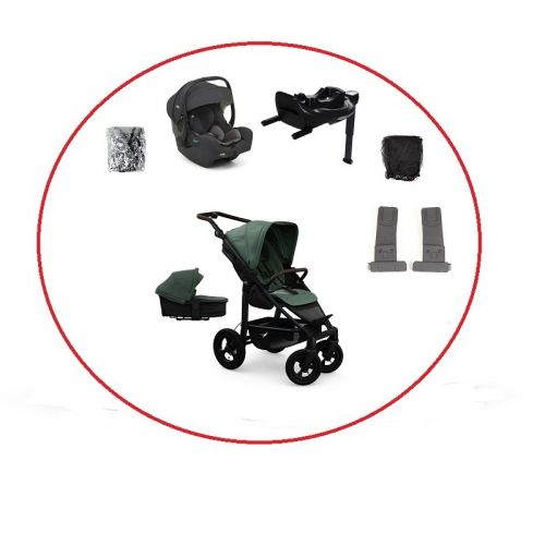 Akční set TFK Mono4 combi pushchair + stroller seat - air wheel unit Olive+ autosedačka + isofix base 360°