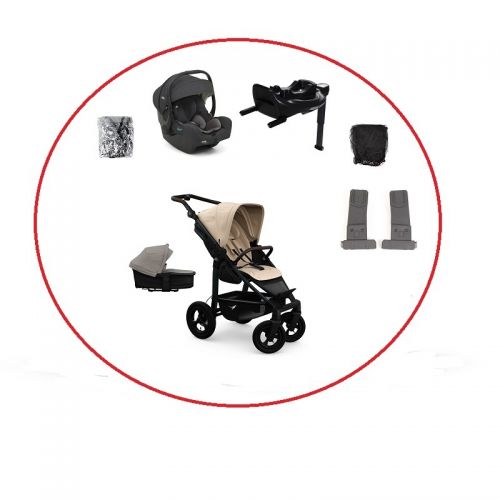 Akční set TFK Mono4 combi pushchair + stroller seat - air wheel unit Sand+ autosedačka + isofix base 360°