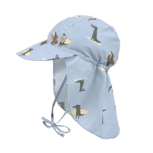 Sun Protection Flap Hat crocodile sky blue 19-36 mo.