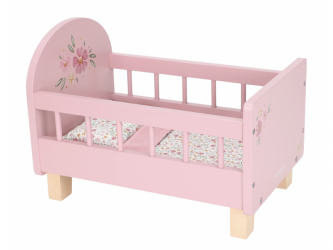Little Dutch Postýlka pro panenky dřevěná s peřinkou Pink