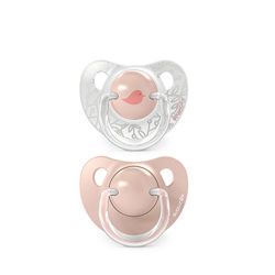 Suavinex Dudlík anatomický silikon 0/6m 2 ks BIRDIES růžový