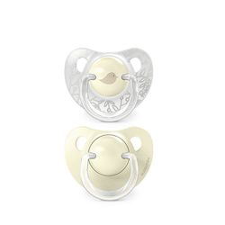 Suavinex Dudlík anatomický silikon 0/6m 2 ks BIRDIES žlutý