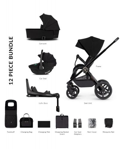 Kočárek Venicci Upline All Black + autosedačka Venicci Tiago + Isofix base 360° Tiago