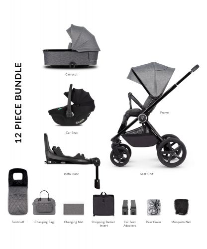 Kočárek Venicci Upline Slate Grey + autosedačka Venicci Tiago + Isofix base 360° Tiago