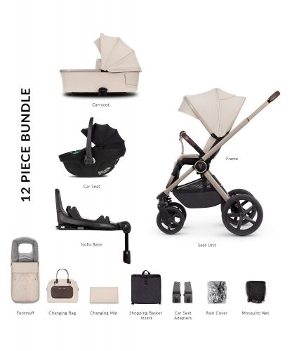 Kočárek Venicci Upline Stone Beige + autosedačka Venicci Tiago + Isofix base 360° Tiago