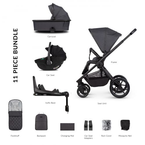 Kočárek Venicci Tinum Edge Charcoal + autosedačka Venicci Tiago + Isofix base 360° Tiago