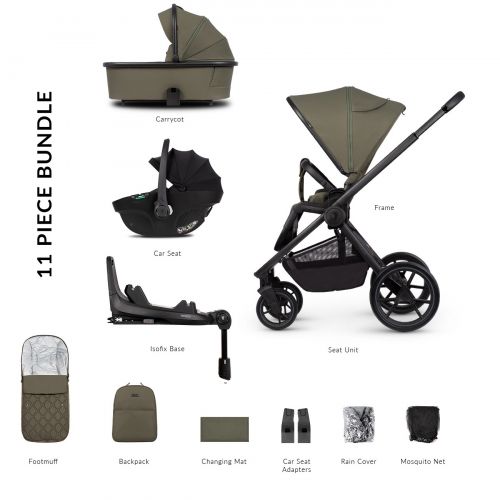 Kočárek Venicci Tinum Edge Moss + autosedačka Venicci Tiago + Isofix base 360° Tiago