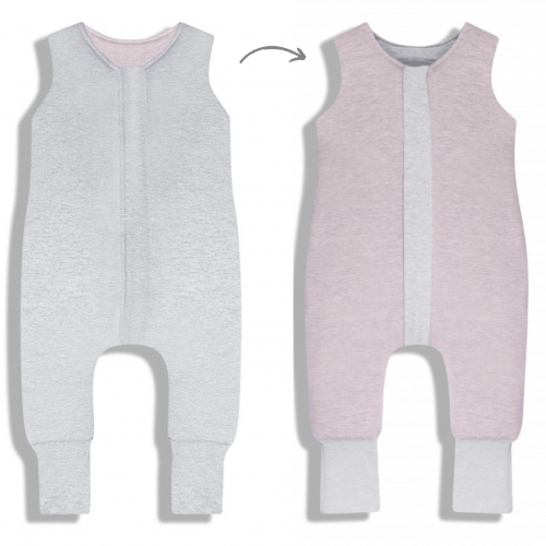 Sleepee Celoroční spací pytel s nohavicemi Melange Grey/Pink XS