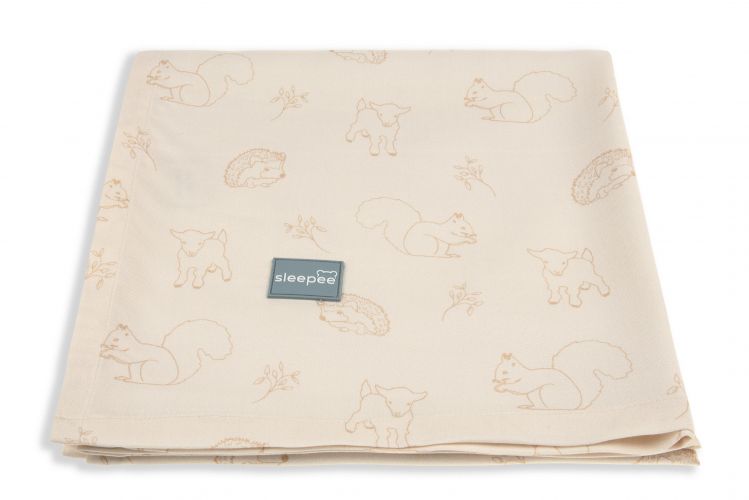 Sleepee Bambusová deka/šátek Bamboo 3v1 Vintage Animals Cream