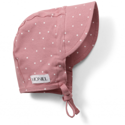 Moniel Dětská rostoucí zavazovací čepice s kšiltem Dots růžová 0-2 měsíce