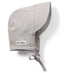 Moniel Dětská rostoucí zavazovací čepice s kšiltem Dots šedá 0-2 měsíce