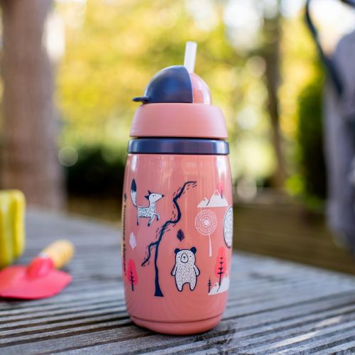 Tommee Tippee Netekoucí lahvička s brčkem 266ml růžová