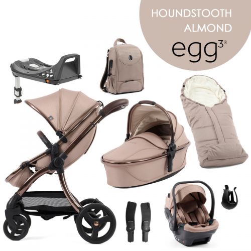 Kočárek BabyStyle Egg3 set 8 v 1 Houndstooth Almond 2024 Special Edition