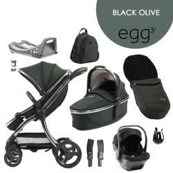 Kočárek BabyStyle Egg3 set 8 v 1 Black Olive 2024