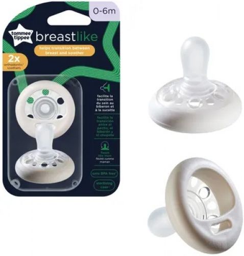 Tommee Tippee Šidítko silikon Breast-like Natural 0-6m 2ks