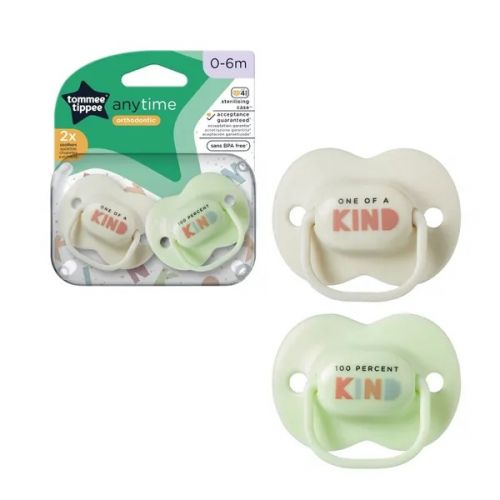 Tommee Tippee Šidítko silikon AnyTime 0-6 měs. 2 ks, zelená