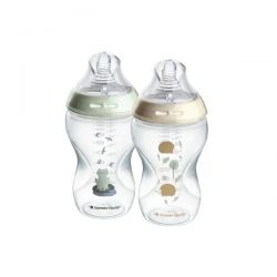 Tommee Tippee Natural Start Samosterilizační kojenecká lahev s Anti-colic savičkou Střední průtok 3m+ 340 ml 2 ks ježek