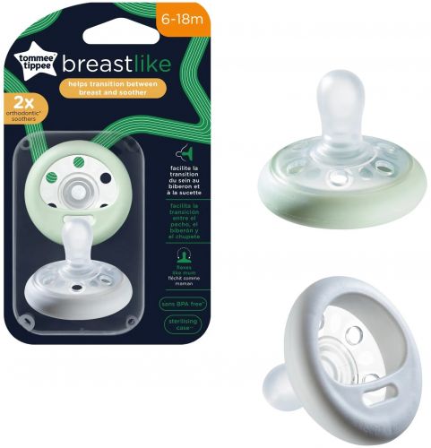 Tommee Tippee Šidítko silikon Breast-like Natural 6-18m 2ks